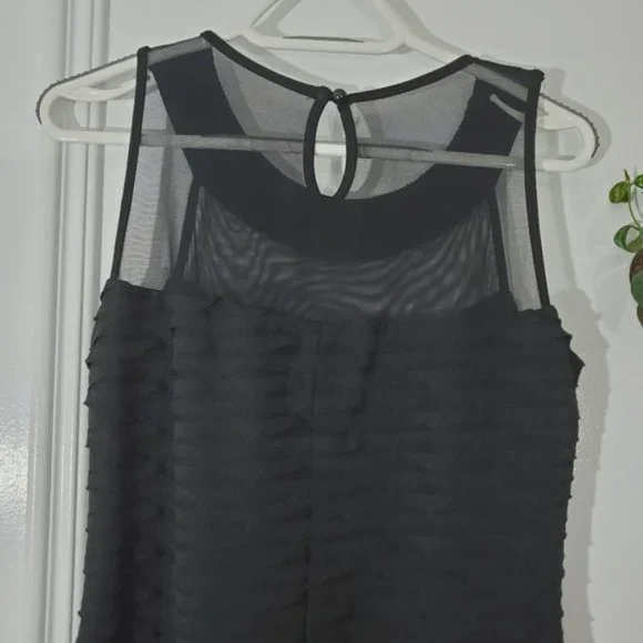 FRANK LYMAN Metallic Beaded Ring Neck Sweetheart Chiffon Tiered Dress- S… - Picture 11 of 15